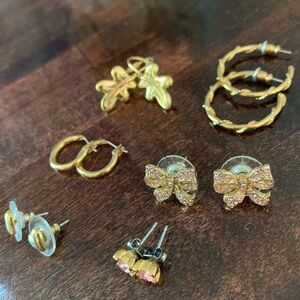 Bundle of gold tone earrings